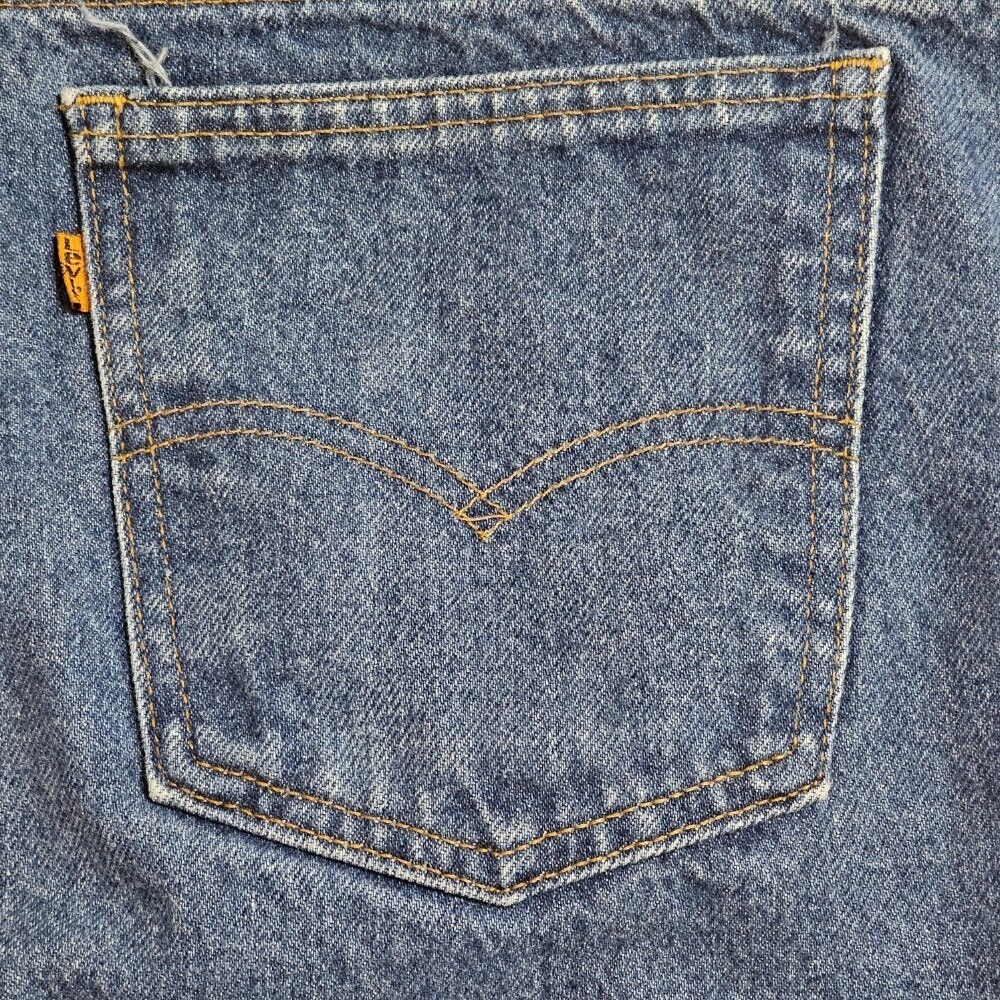 VTG Levi's 517 Bootcut Jeans Orange Tab Dark Wash Denim W42 L34 Made in USA‎ - Picture 10 of 16